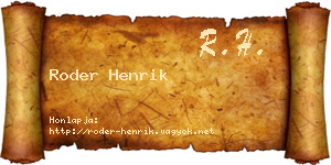 Roder Henrik névjegykártya